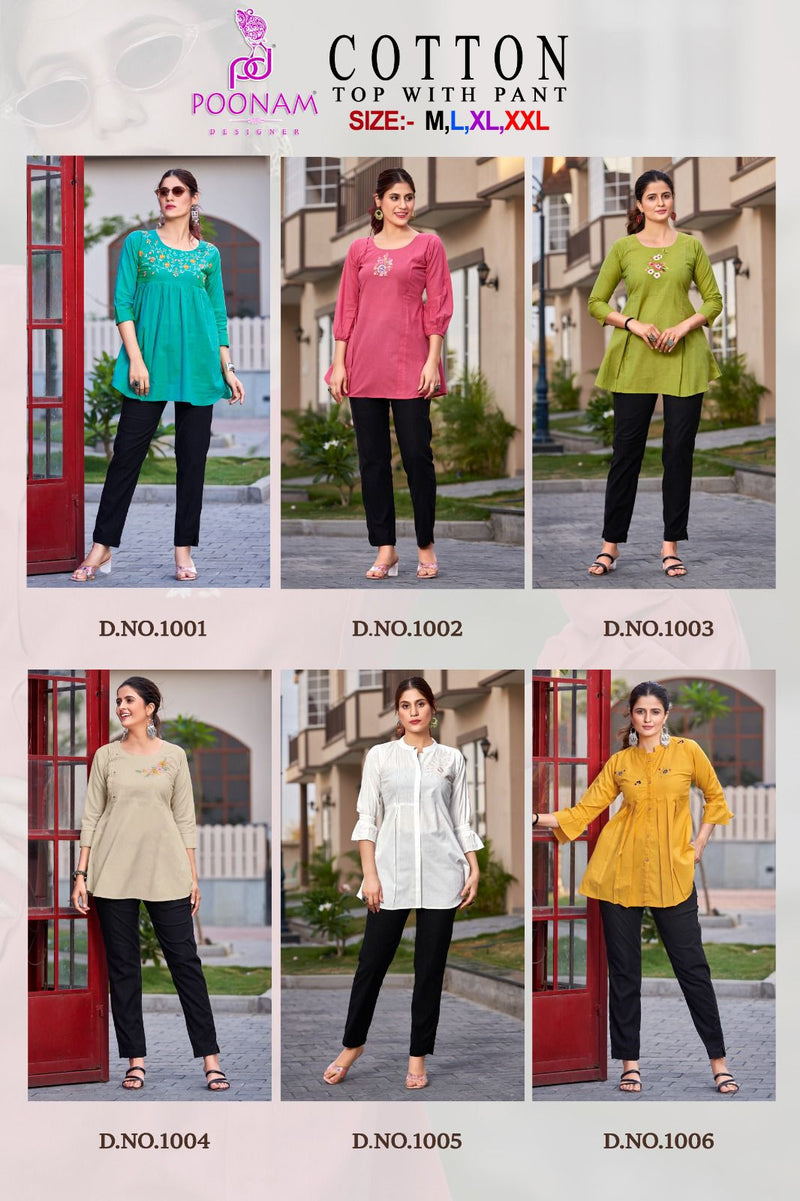 Poonam Designer Cotton Fancy Hand Work Tops With Pants