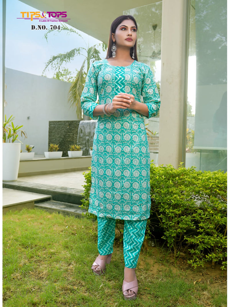 Tips And Tops Cotton Candy Vol 7 Cotton Print Fancy Kurti With Bottom Pair