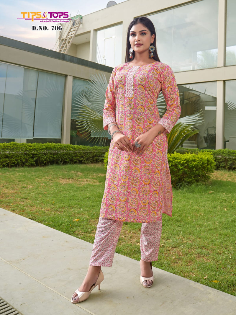 Tips And Tops Cotton Candy Vol 7 Cotton Print Fancy Kurti With Bottom Pair