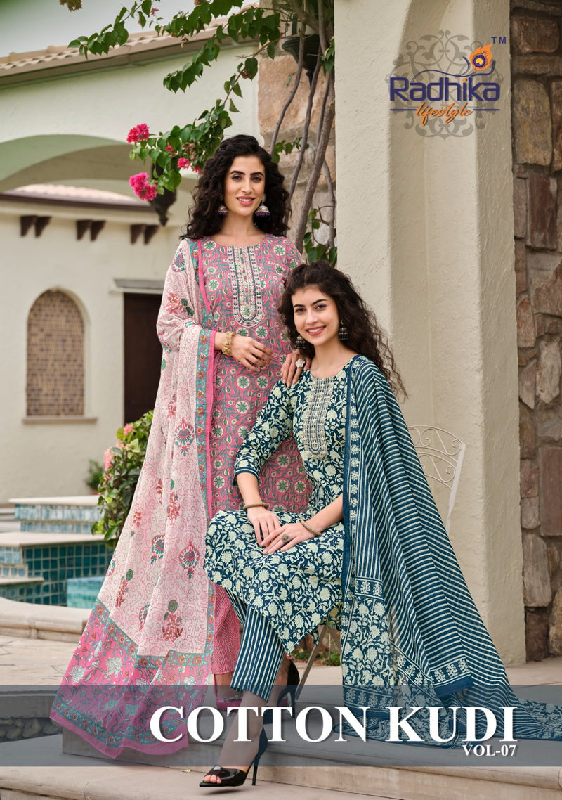 Radhika Life Style Cotton Kudi Vol 7 Cotton Printed Fancy Kurti Combo Set