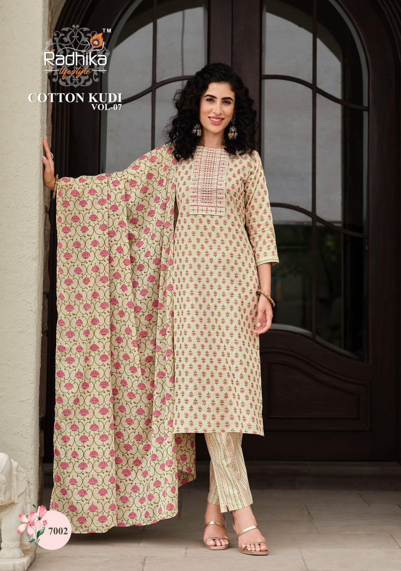 Radhika Life Style Cotton Kudi Vol 7 Cotton Printed Fancy Kurti Combo Set