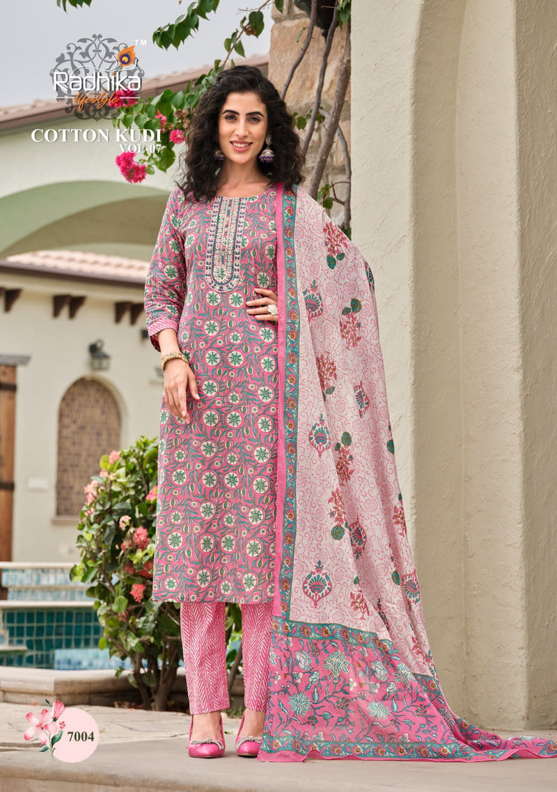 Radhika Life Style Cotton Kudi Vol 7 Cotton Printed Fancy Kurti Combo Set