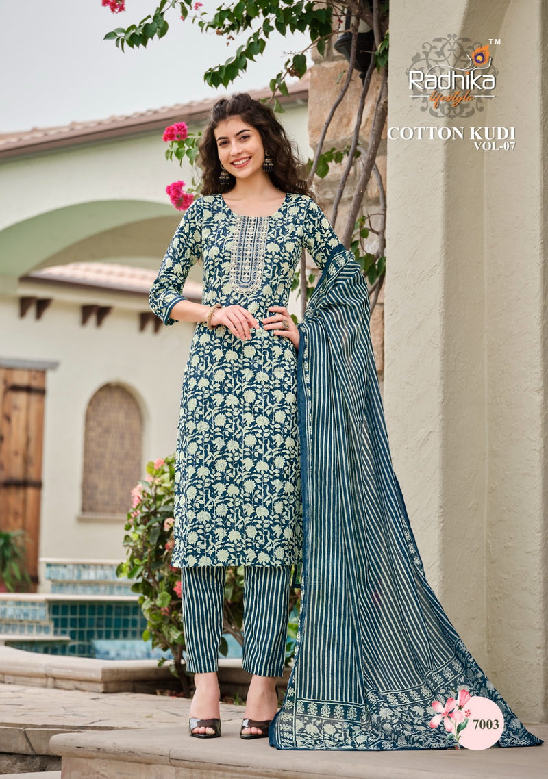 Radhika Life Style Cotton Kudi Vol 7 Cotton Printed Fancy Kurti Combo Set