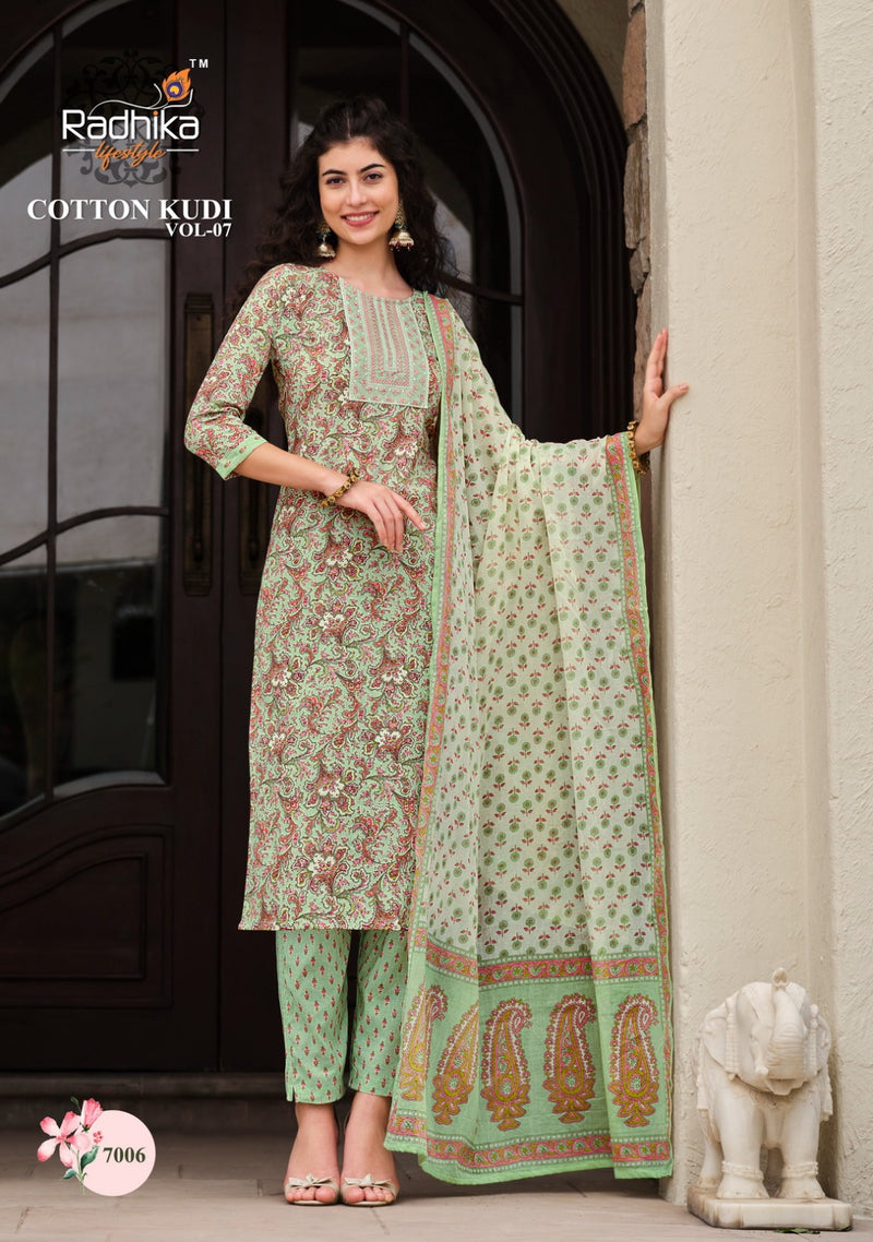 Radhika Life Style Cotton Kudi Vol 7 Cotton Printed Fancy Kurti Combo Set