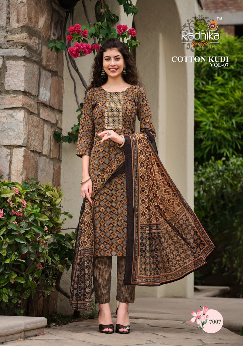 Radhika Life Style Cotton Kudi Vol 7 Cotton Printed Fancy Kurti Combo Set