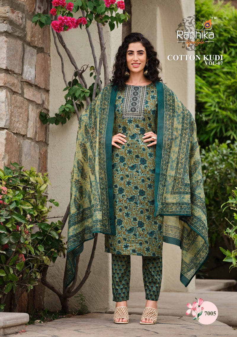 Radhika Life Style Cotton Kudi Vol 7 Cotton Printed Fancy Kurti Combo Set