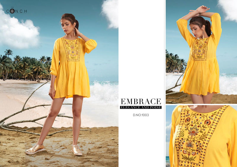 The Conch Compass Vol 10 Heavy Rayon Embroidery Work Daily Wear Kurti