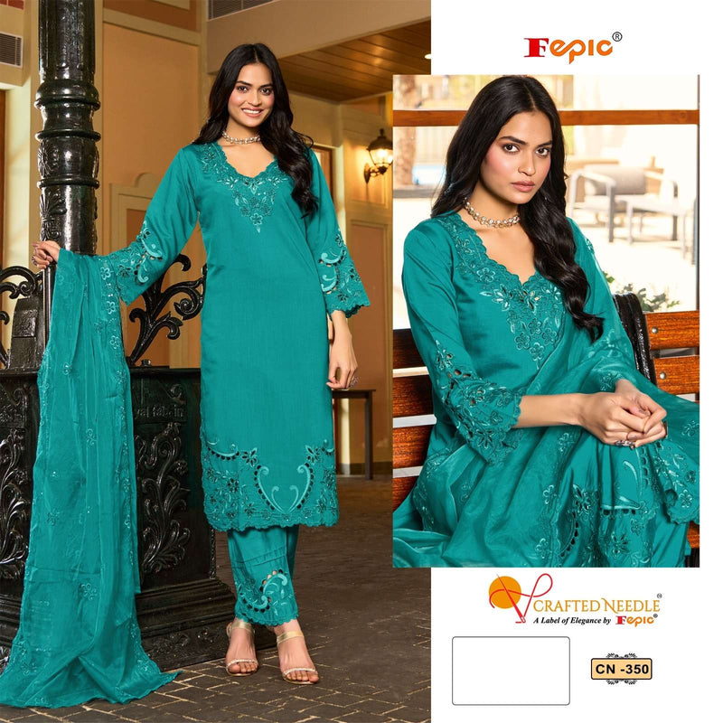 Crafted Needle Cn 350 Linen Embroidered Khatli Work Pret Kurti