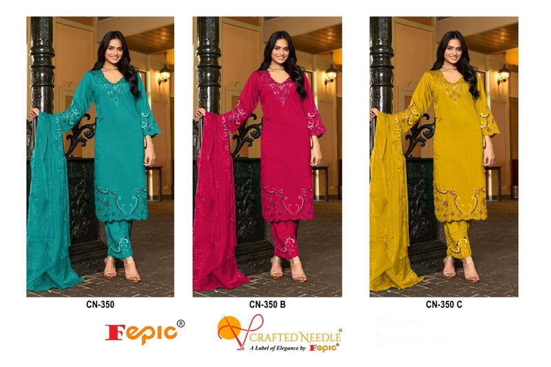 Crafted Needle Cn 350 Linen Embroidered Khatli Work Pret Kurti