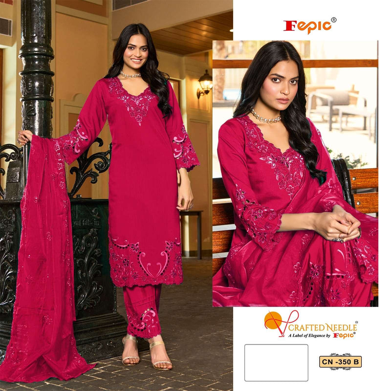 Crafted Needle Cn 350 Linen Embroidered Khatli Work Pret Kurti