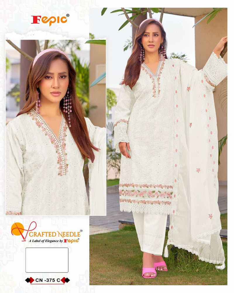 Crafted Needle Cn 375 Pure Cambric Cotton Embroidered Pakistani Pret Kurti