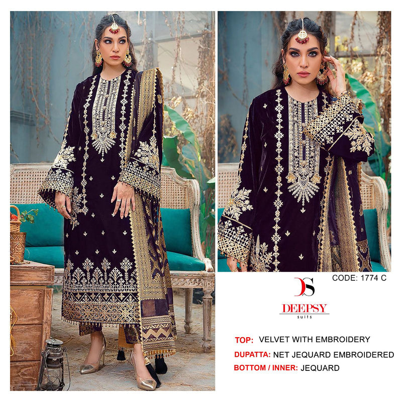 Deepsy Suits D No 1774 Velvet With Embroidery Pakistani Salwar Kameez
