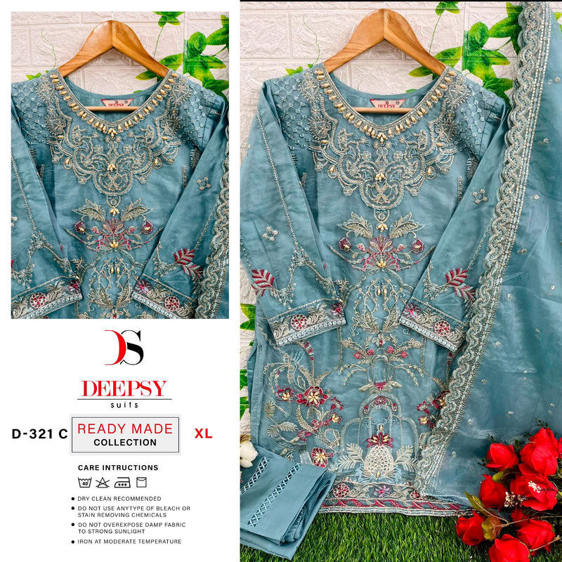 Deepsy Suits D 321 Organza With Beautiful Embroidery Designer Ready Made Suits