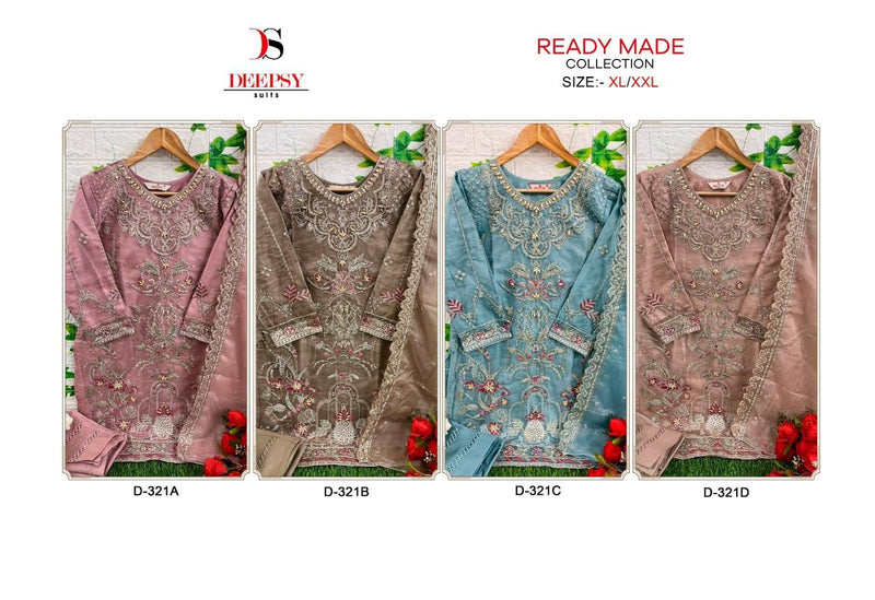 Deepsy Suits D 321 Organza With Beautiful Embroidery Designer Ready Made Suits