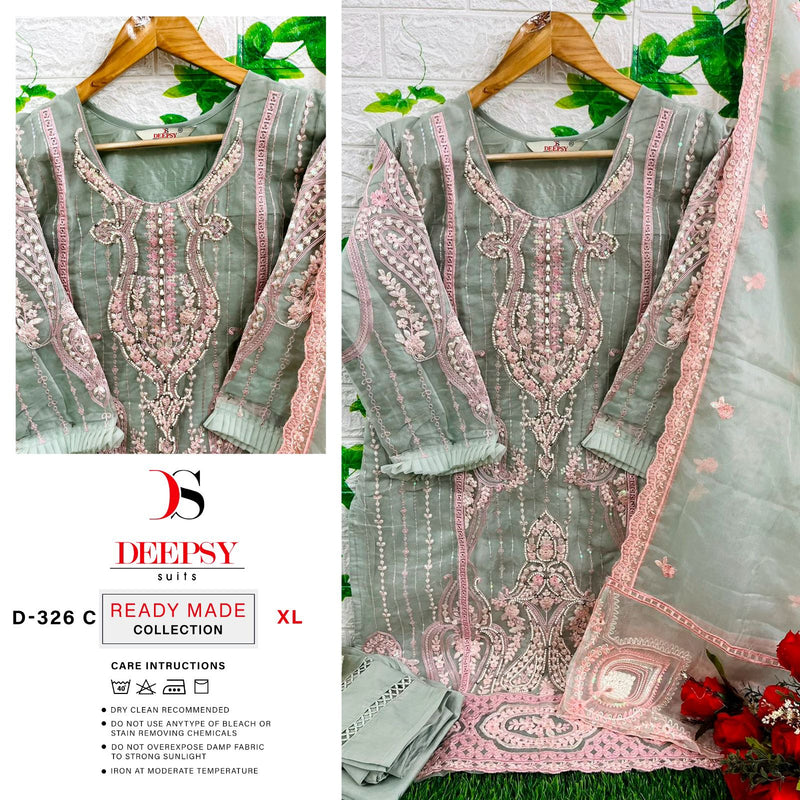 Deepsy Suits D 326 Organza With Beautiful Embroidery Designer Ready Made Pakistani Suits