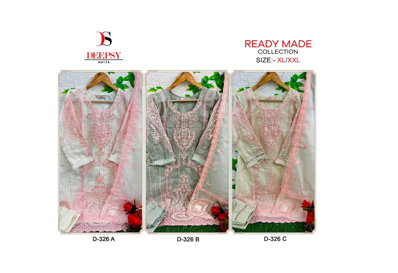 Deepsy Suits D 326 Organza With Beautiful Embroidery Designer Ready Made Pakistani Suits