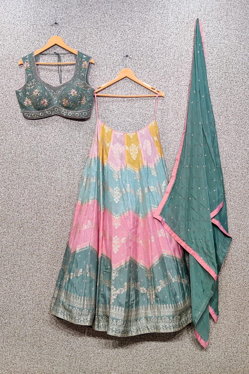 Mf D No 1171 Dola Jacquard Febric With Embroidery Readymade Lehngas
