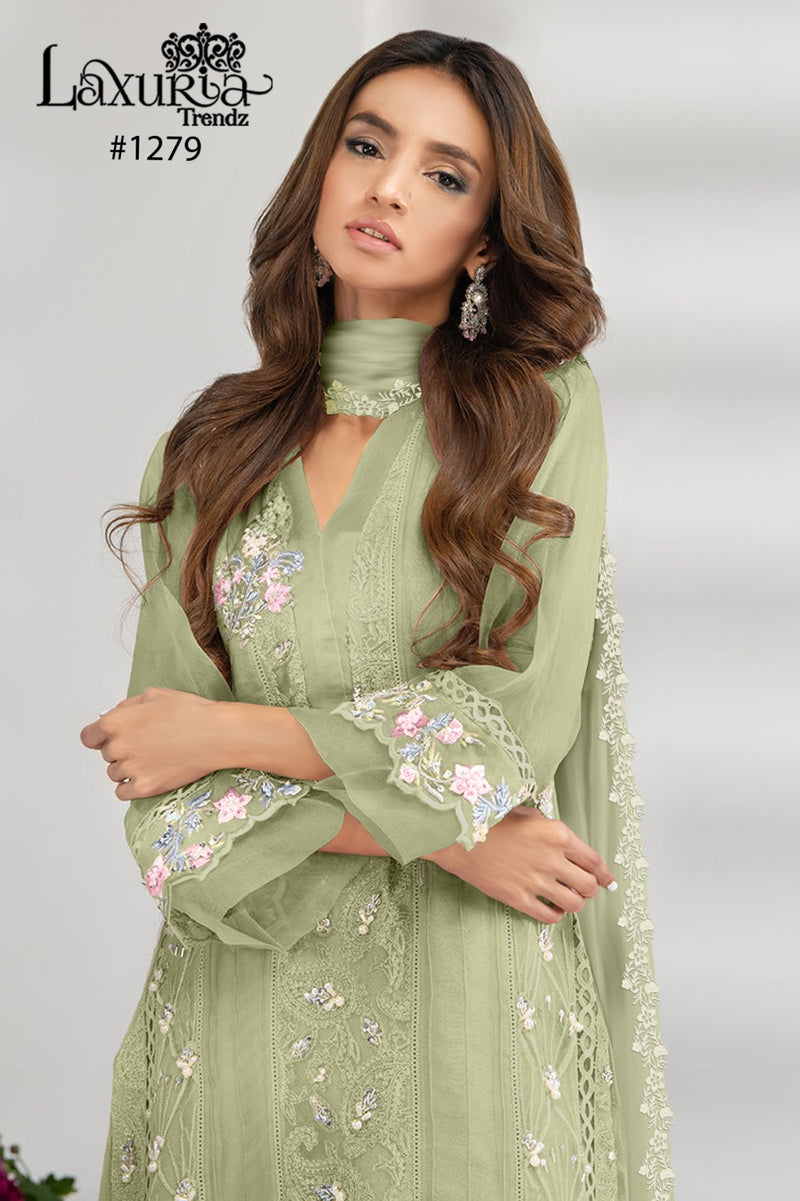 Laxuria Trendz D No 1279 Fox Georgette With Beautiful Embroidery Readymade Suits