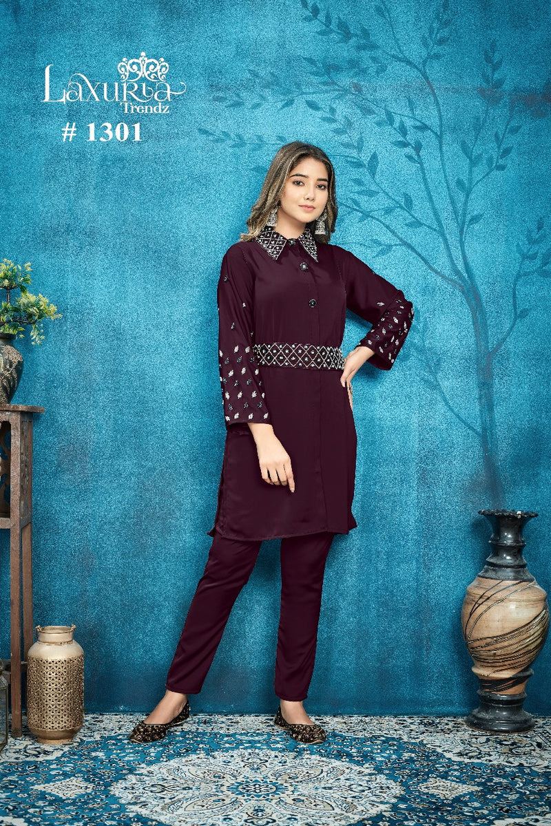 Laxuria Trendz D No 1301 Satin Designer Printed Partywear Cord sets Collection