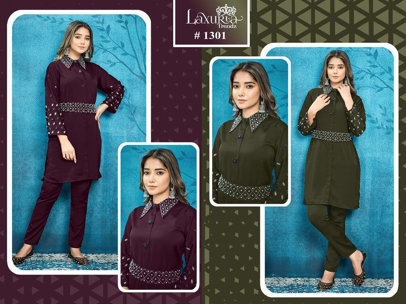 Laxuria Trendz D No 1301 Satin Designer Printed Partywear Cord sets Collection
