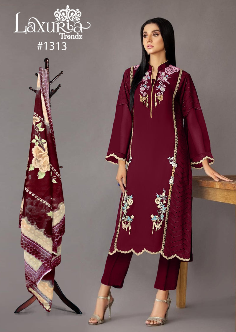 Laxuria Trendz D No 1313 Georgette Designer Pakistani Kurti With Bottom