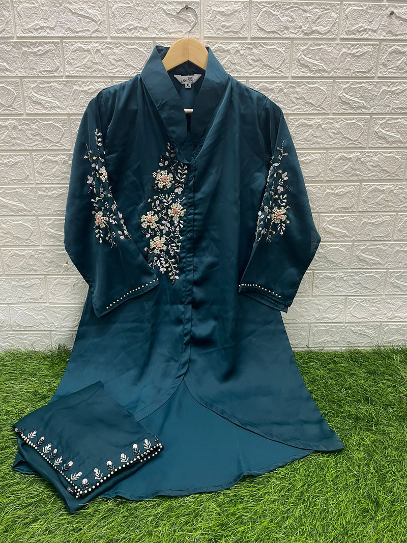 Laxuria Trendz D No 1318 Satin With Georgette Tunic With Pant Collection