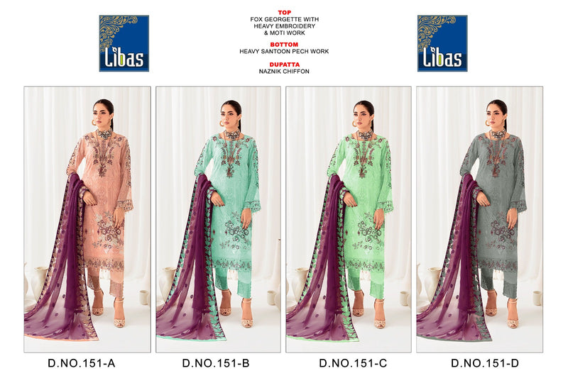 Libas D No 151 Georgette With Embroidery Moti Work Designer Pakistani Suits