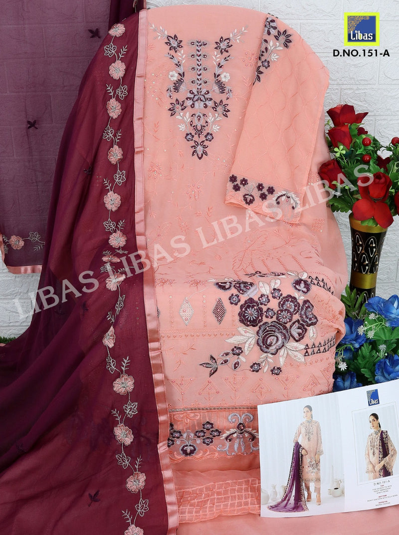 Libas D No 151 Georgette With Embroidery Moti Work Designer Pakistani Suits