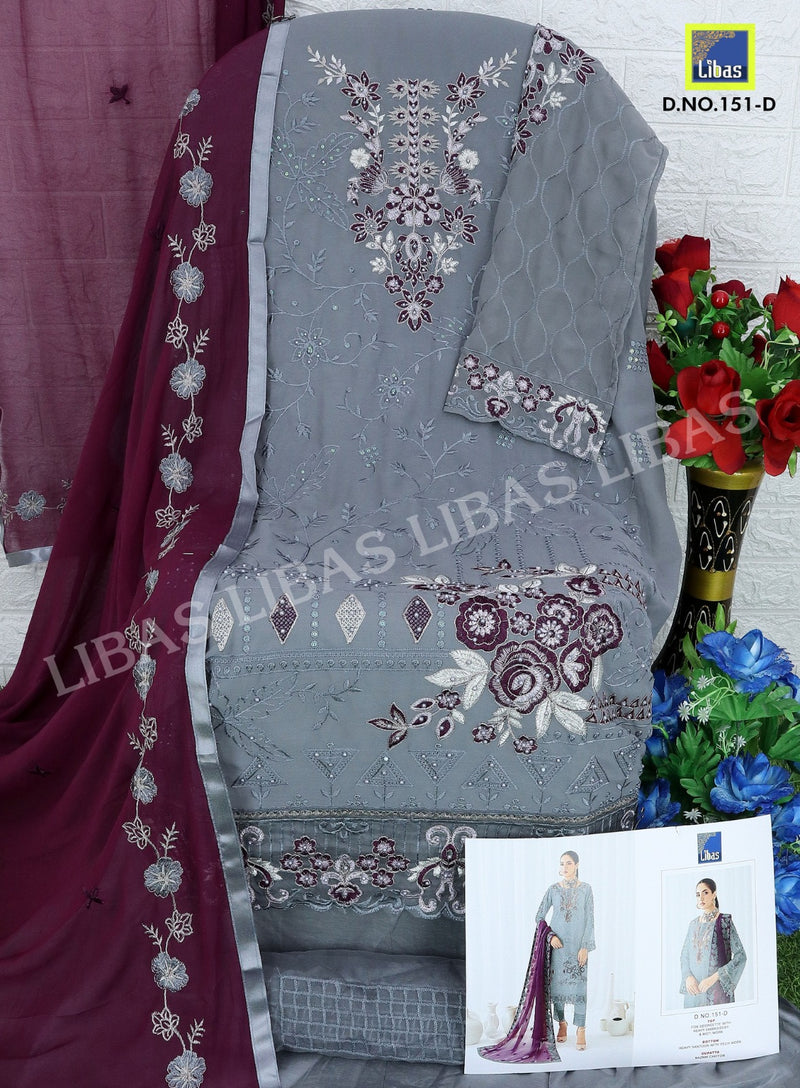 Libas D No 151 Georgette With Embroidery Moti Work Designer Pakistani Suits