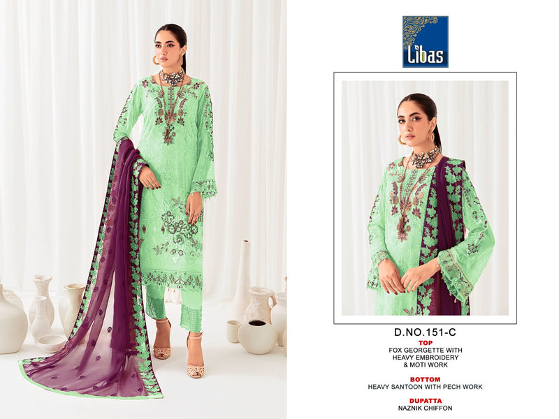 Libas D No 151 Georgette With Embroidery Moti Work Designer Pakistani Suits