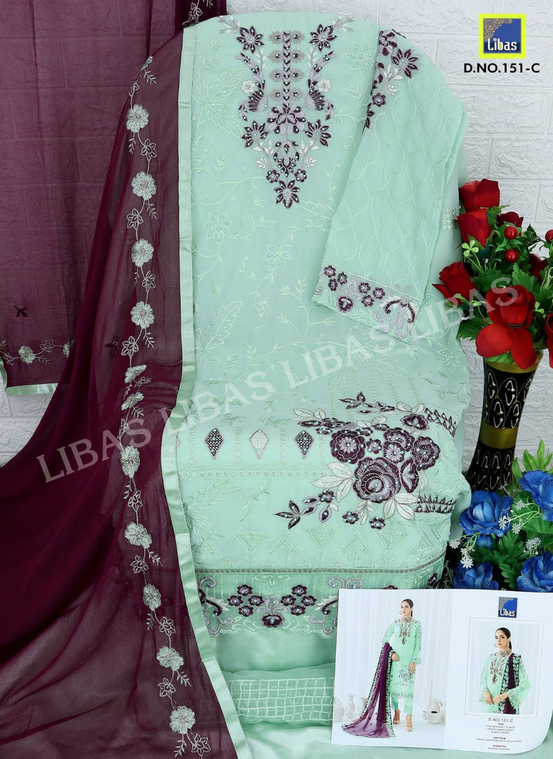 Libas D No 151 Georgette With Embroidery Moti Work Designer Pakistani Suits