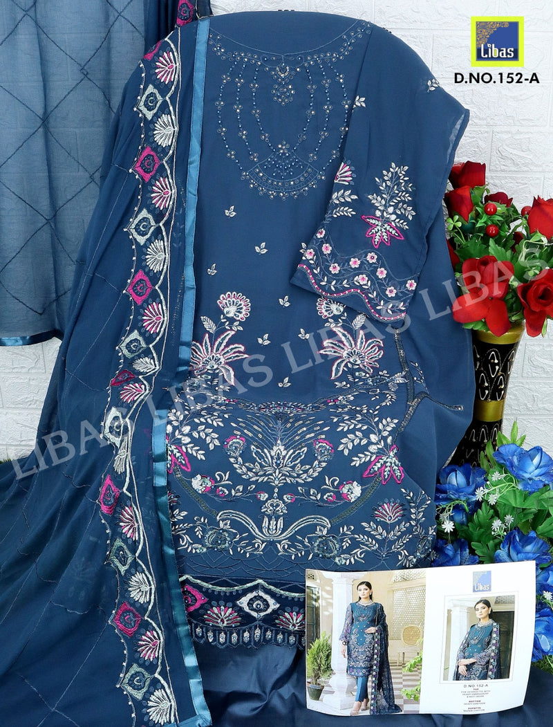 Libas D No 152 Fox Georgette Embroidery Designer Pakistani Suits Collection