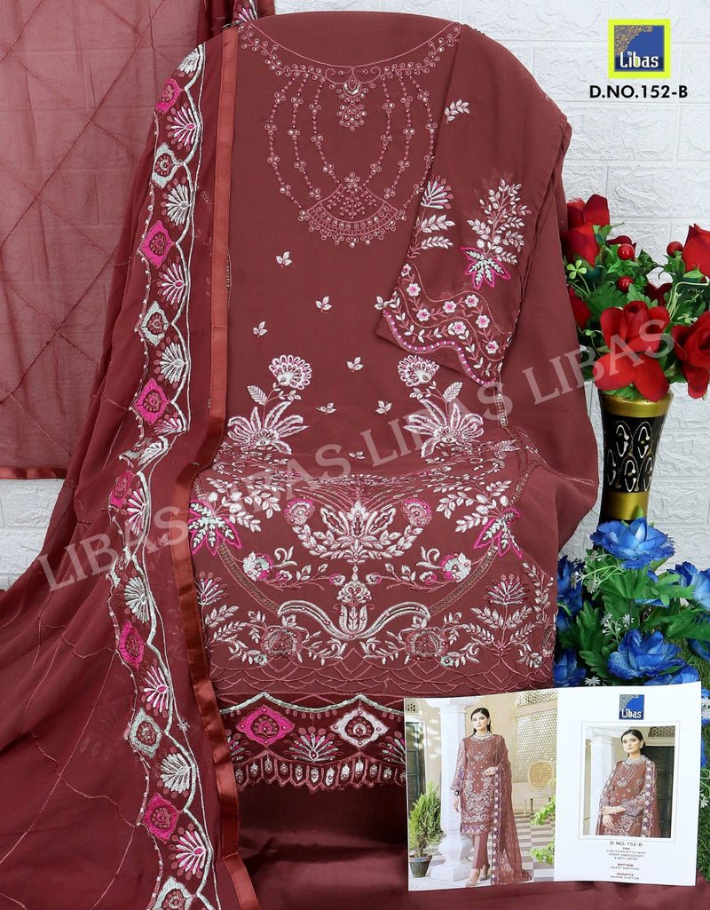 Libas D No 152 Fox Georgette Embroidery Designer Pakistani Suits Collection