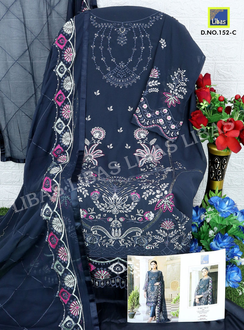 Libas D No 152 Fox Georgette Embroidery Designer Pakistani Suits Collection