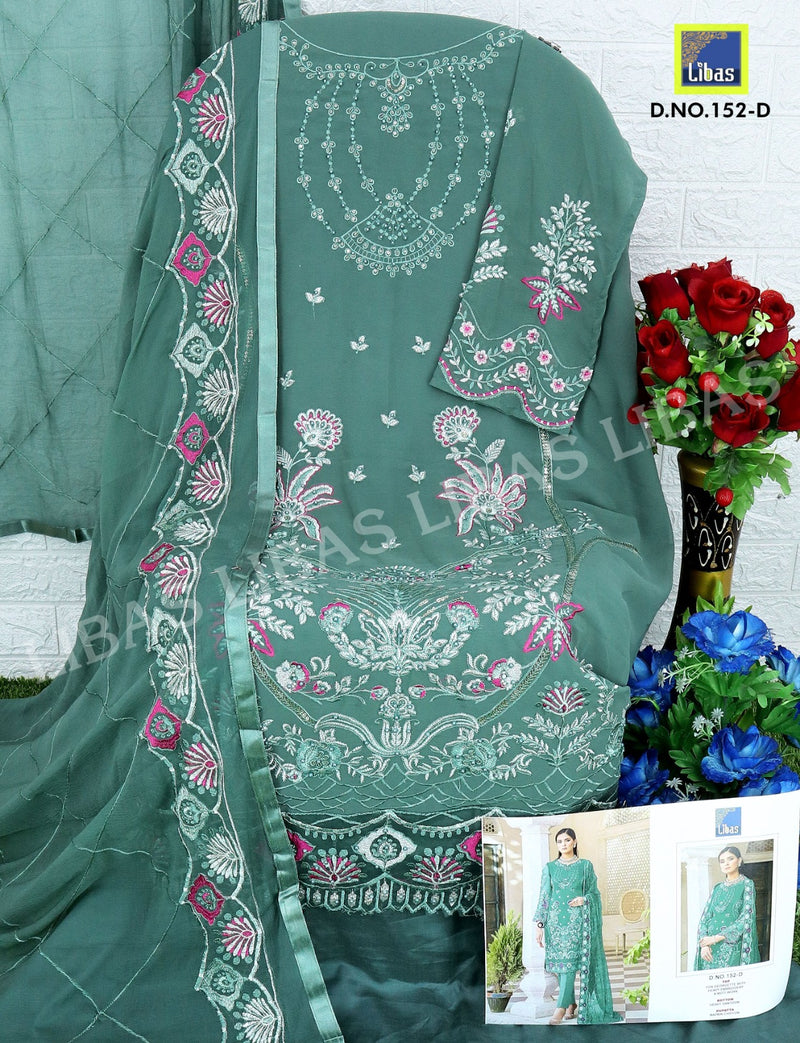 Libas D No 152 Fox Georgette Embroidery Designer Pakistani Suits Collection