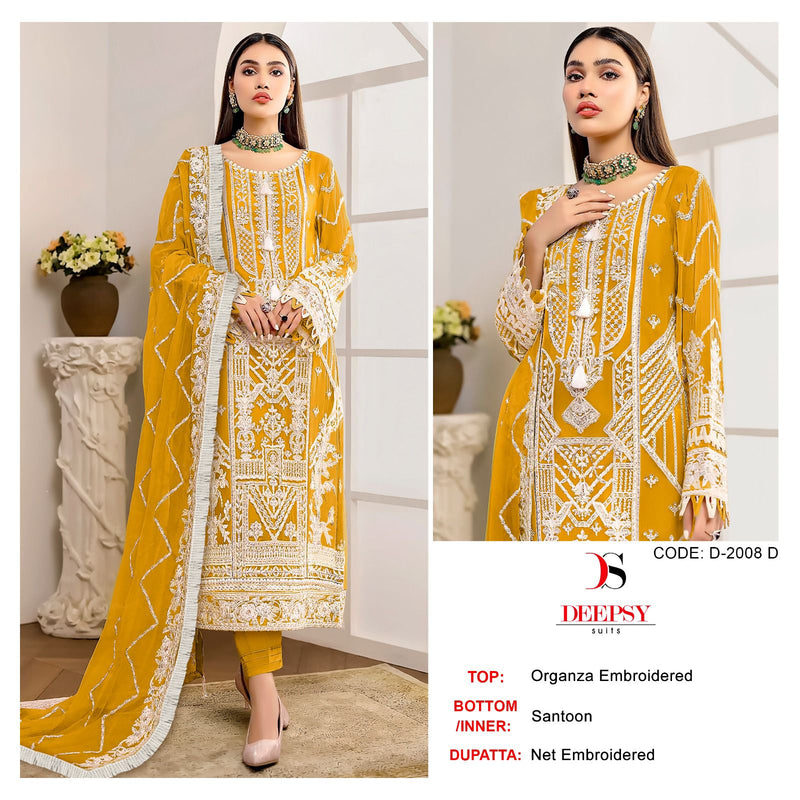 Deepsy Suits D No 2008 Organza With Embroidery Designer Pakistani Salwar Kameez