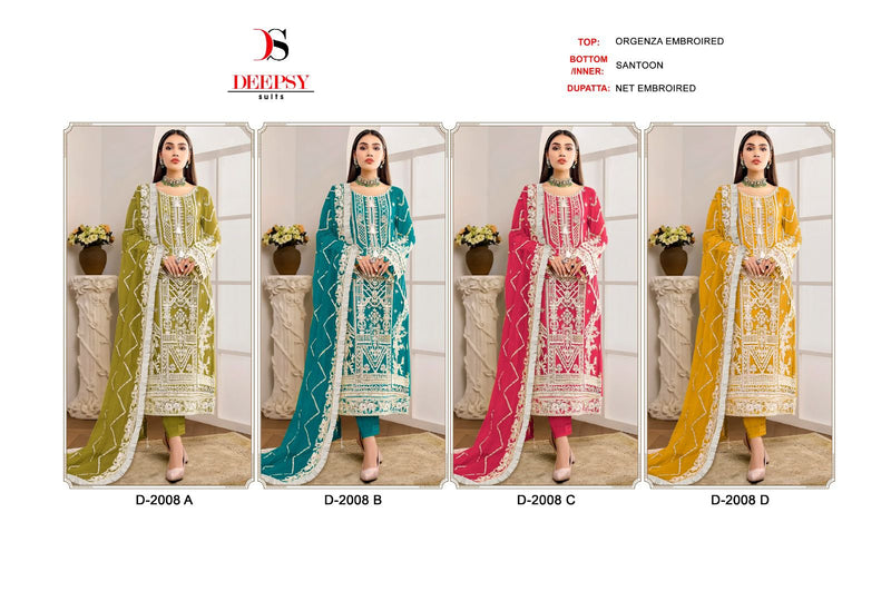 Deepsy Suits D No 2008 Organza With Embroidery Designer Pakistani Salwar Kameez
