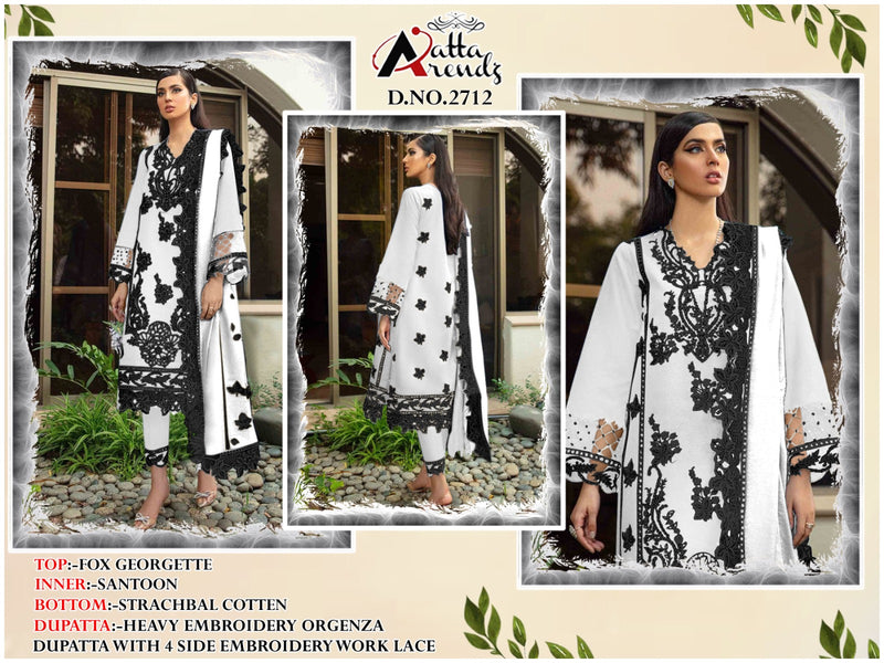 Atta Trendz D No 2712 Georgette Heavy Embroidery Designer Ready Made Suits
