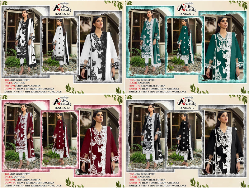 Atta Trendz D No 2712 Georgette Heavy Embroidery Designer Ready Made Suits