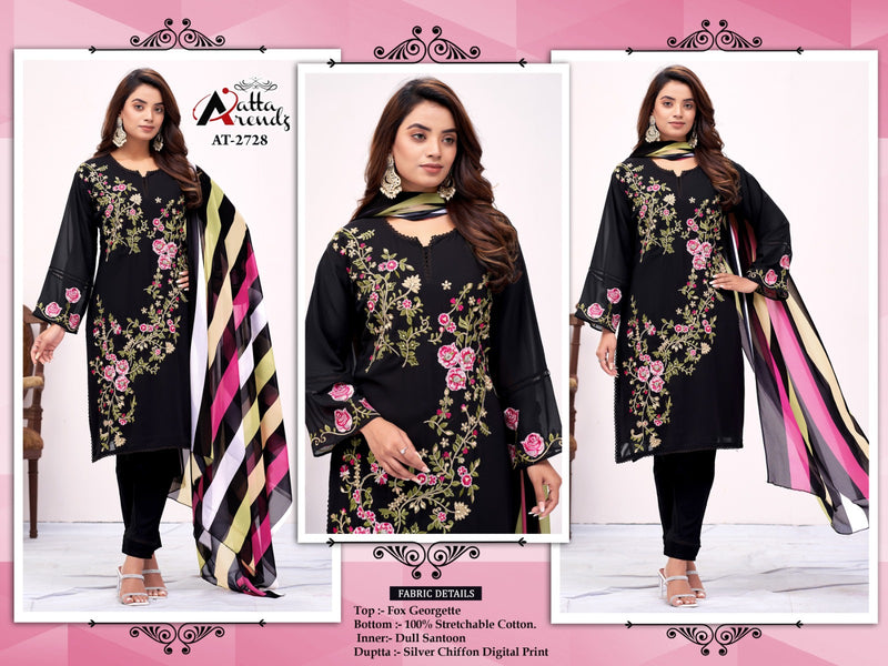 Atta Trendz D No 2728 Georgette Beautiful Embroidery Designer Ready Made Suits