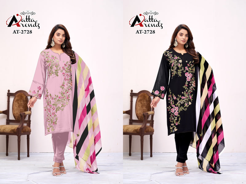 Atta Trendz D No 2728 Georgette Beautiful Embroidery Designer Ready Made Suits