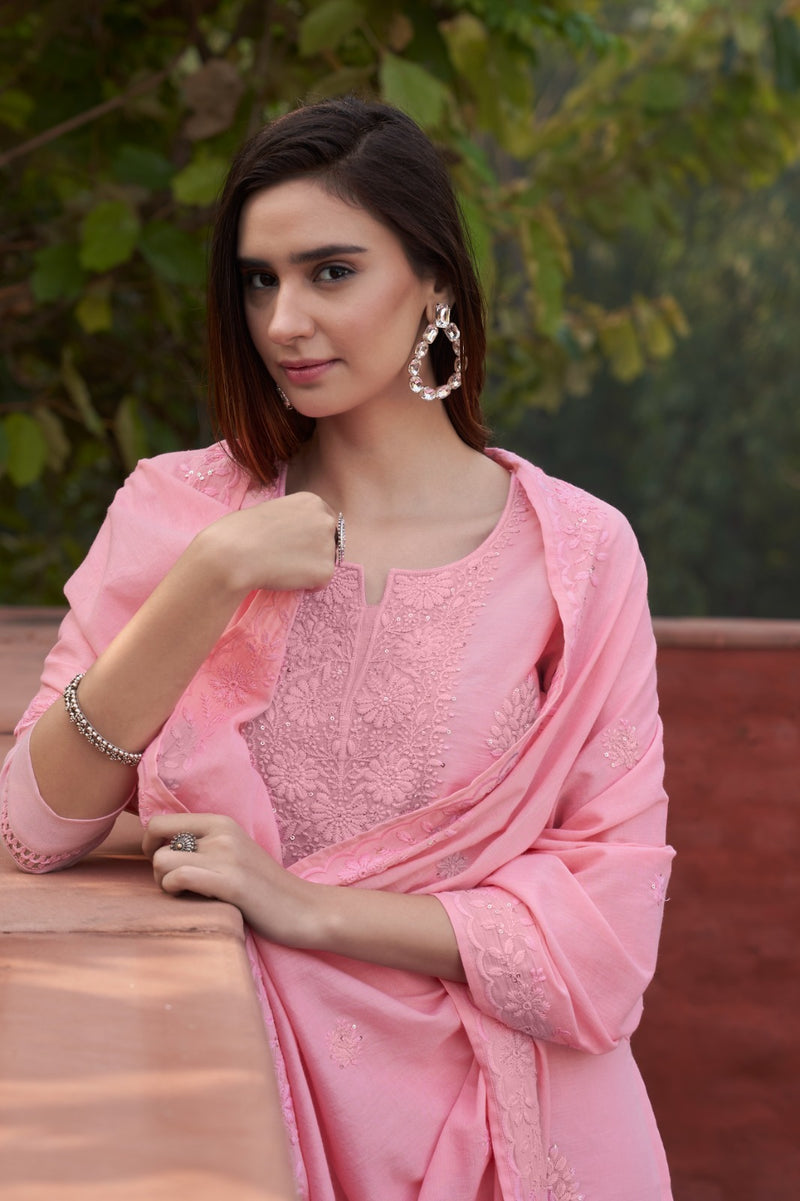 Psyna D No 3191 Cotton Mal With Fancy Schifli Designer Ready Made Suits