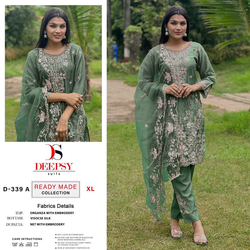 Deepsy Suits D No 339 Organza Beautiful Embroidery Designer Ready Made Suits