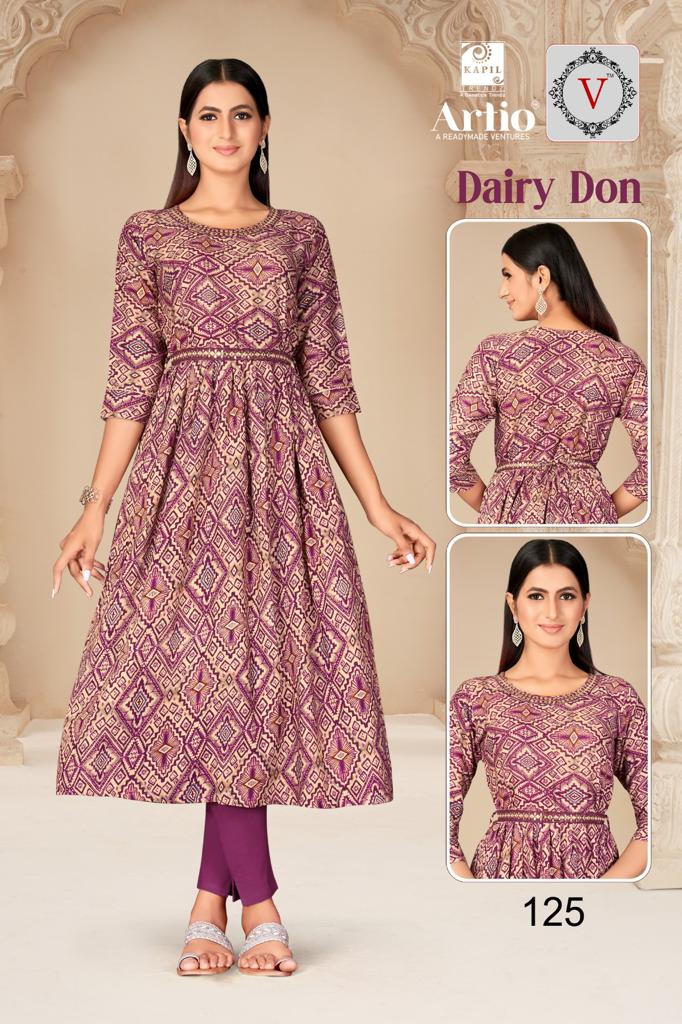 Kapil Trendz Dairy Don Heavy Rayon Prints Fancy Gher Pattern Kurtis