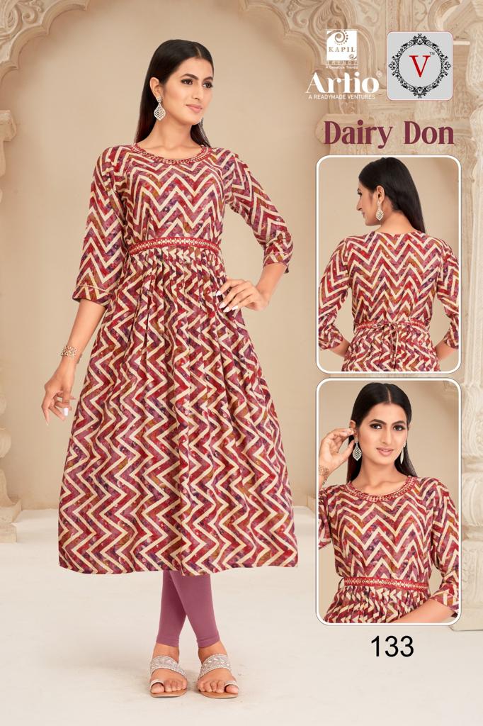 Kapil Trendz Dairy Don Heavy Rayon Prints Fancy Gher Pattern Kurtis