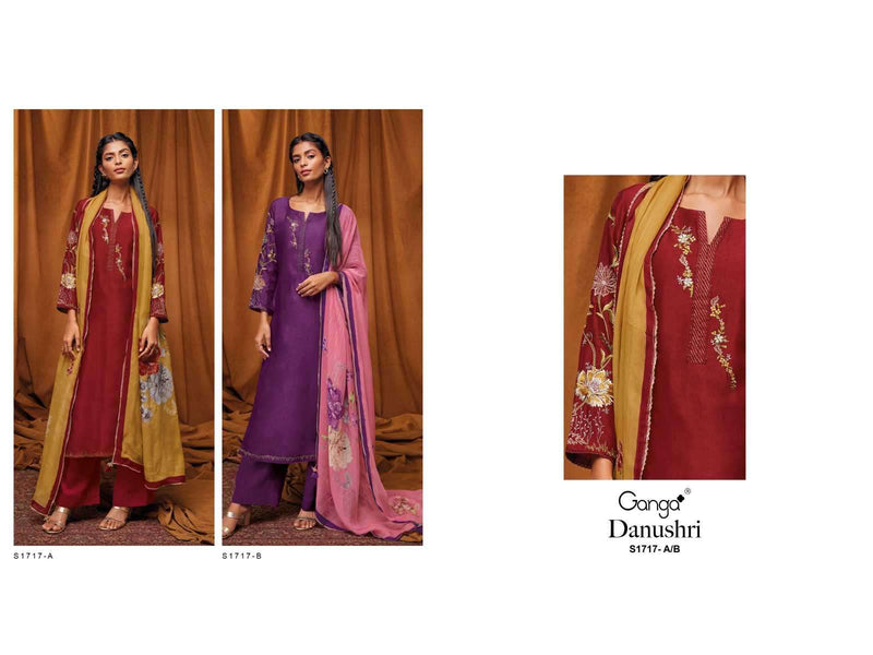 Ganga Danushri 1717 Russian Silk With Heavy Embroidery Work Suits