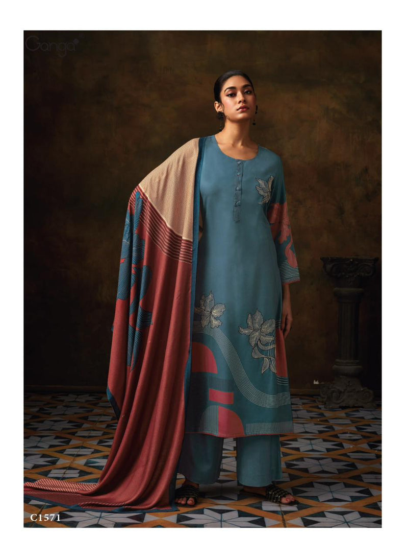 Ganga Darshani Pashmina Digital Printed With Embroidery Suit Collection