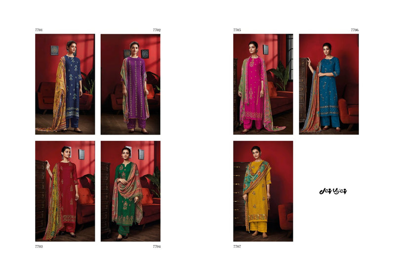 Jay Vijay Dastoor Rayon Checks With Embroidery Designer Work Suits
