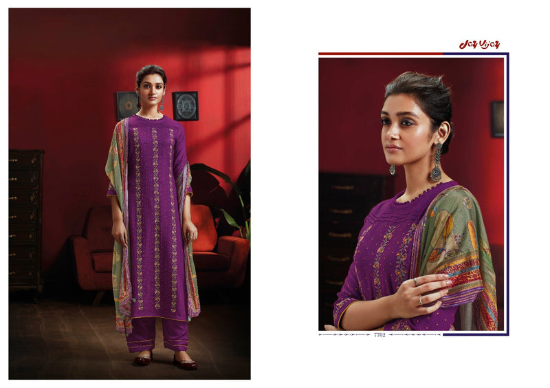 Jay Vijay Dastoor Rayon Checks With Embroidery Designer Work Suits