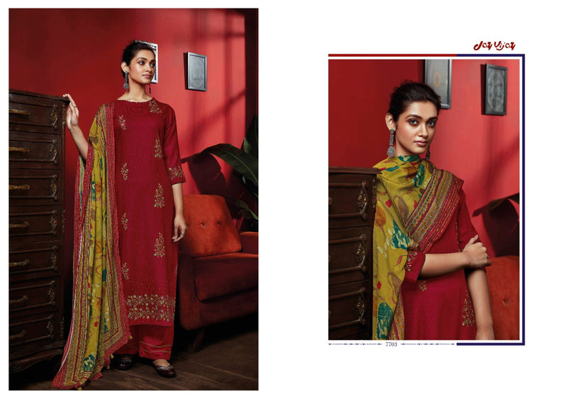 Jay Vijay Dastoor Rayon Checks With Embroidery Designer Work Suits